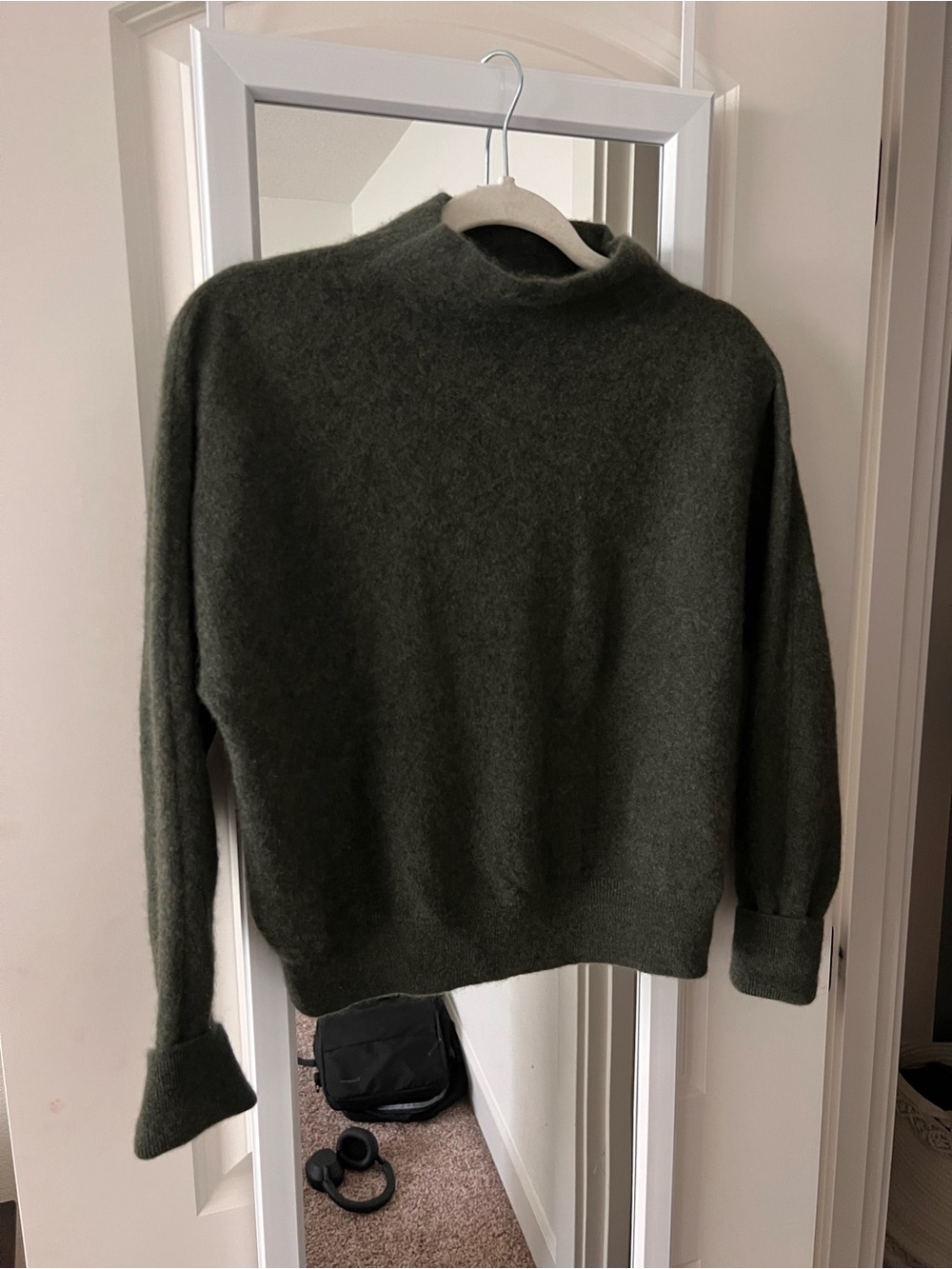 Tahari Olive Green Funnel Neck Sweater
